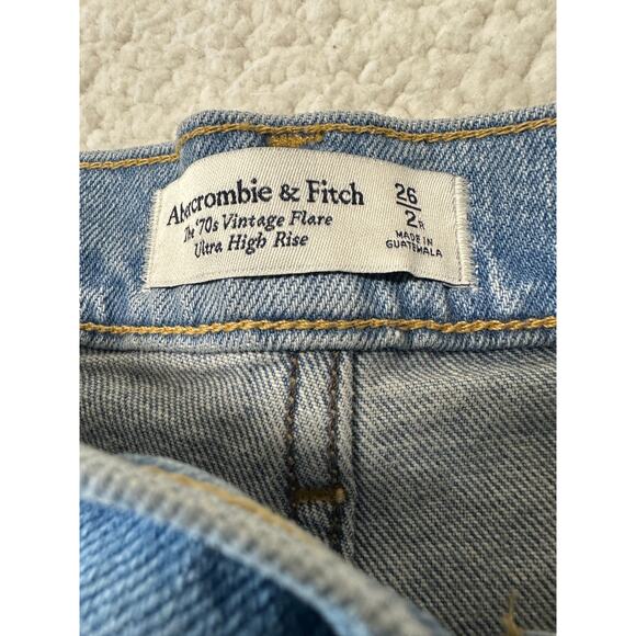 Abercrombie & Fitch The 70s Vintage Flare Ultra High Rise Denim Jeans Size 26 - Picture 6 of 8